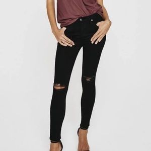 AG Black Skinny Jeans with Rip Size 27 (reg)